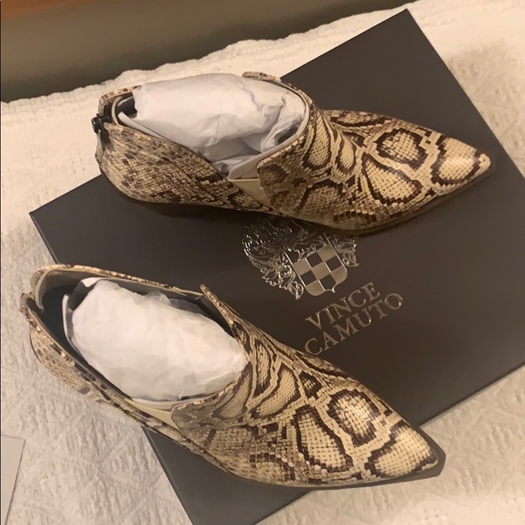 Vince Camuto Gradina Block Heel Bootie Snake Print - Picture 8 of 9